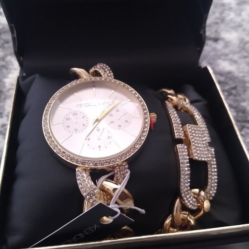 Gold Kendall & Kylie Watch/Bracelet set